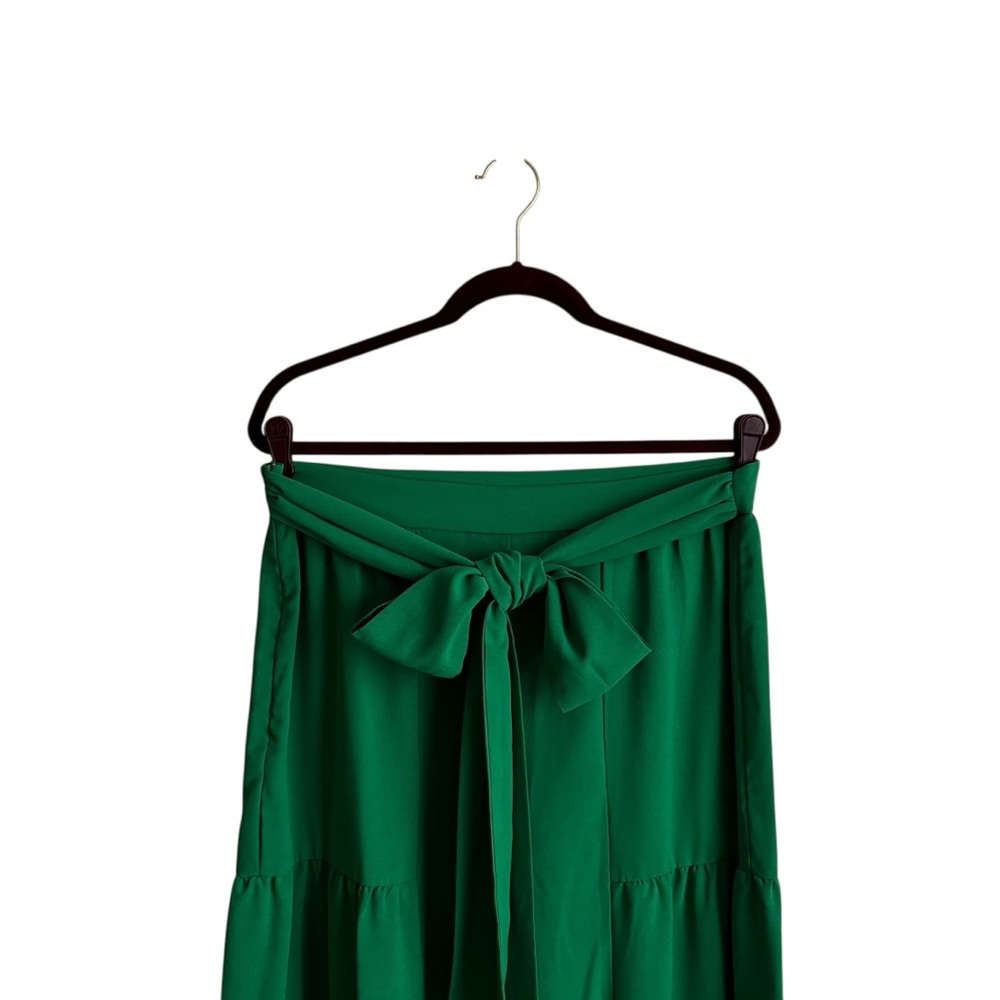 SHEIN Bae Vibrant Green Ruffled Wide Leg Pants Size 0X NWOT 10 0496 - Picture 2 of 7